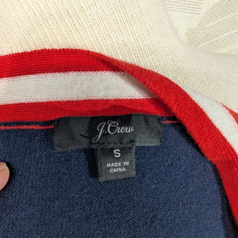 J Crew Naval Style Navy Dress with Red and White Bow Accent Size Small